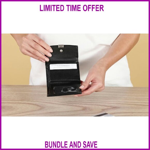 Leather RFID Blocking Wallet with Zippered Coin Purse & Snap Closure - Picture 6 of 6